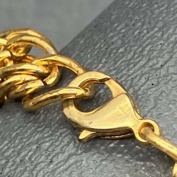 Lock Charm Bracelet As Is Cross Gold Chunky Chain Purple Leather Strap Retro - Picture 3 of 8